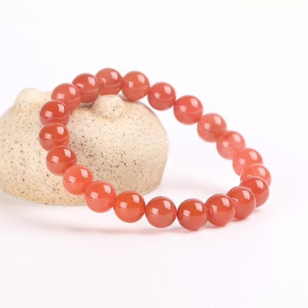 6mm - 14mm round shape peach red color natural agate beaded bracelet