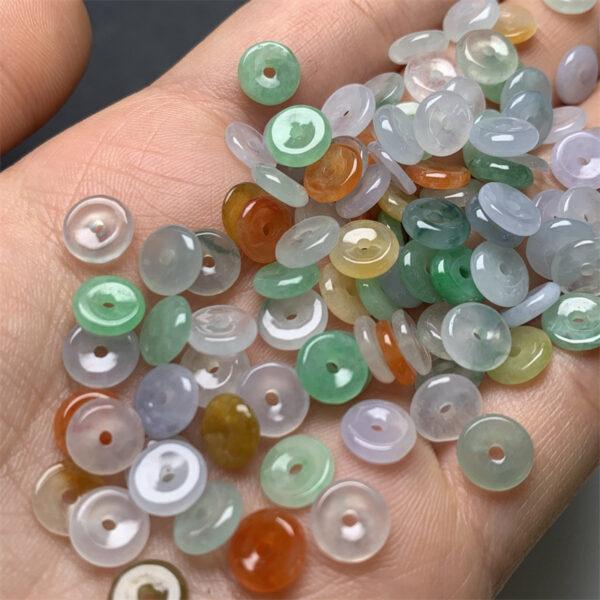 10 pcs / 20 pcs rondelle shape genuine natural icy colorful jadeite bead, jade bead