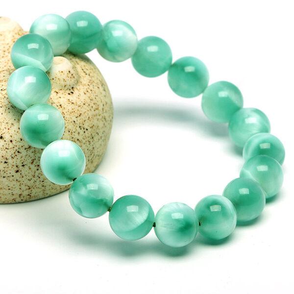 8mm - 12mm round shape 7A natural green calcite beaded bracelet