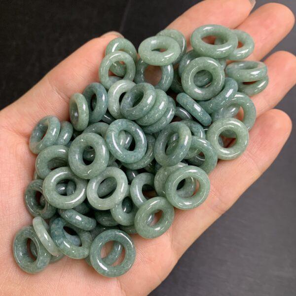 20 pcs / 50 pcs round shape genuine natural oily green jadeite bead, jade bead, jade jump ring