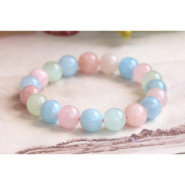 6mm - 12mm round shape 5A natural morganite beaded bracelet