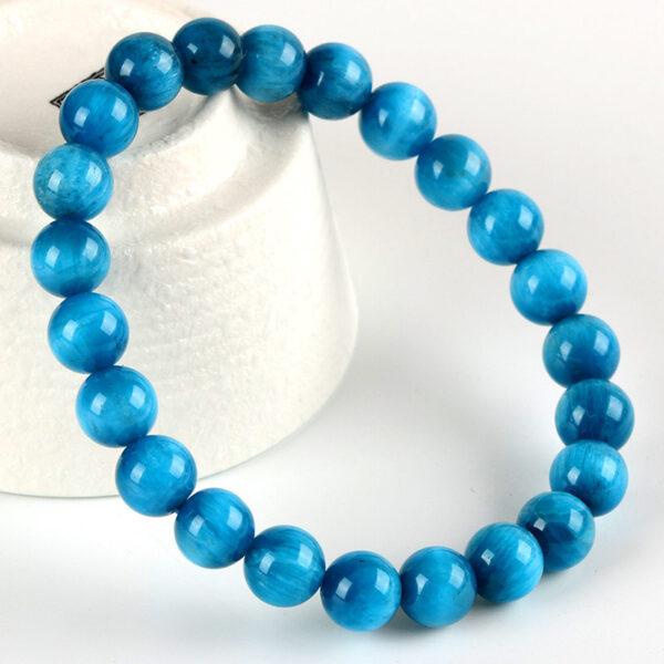 7mm - 10mm round shape 7A natural blue apatite beaded bracelet