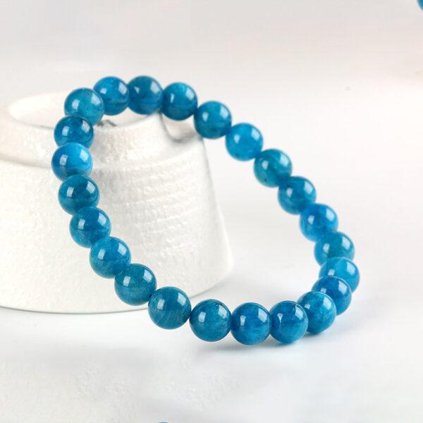 7mm - 10mm round shape 6A natural blue apatite beaded bracelet