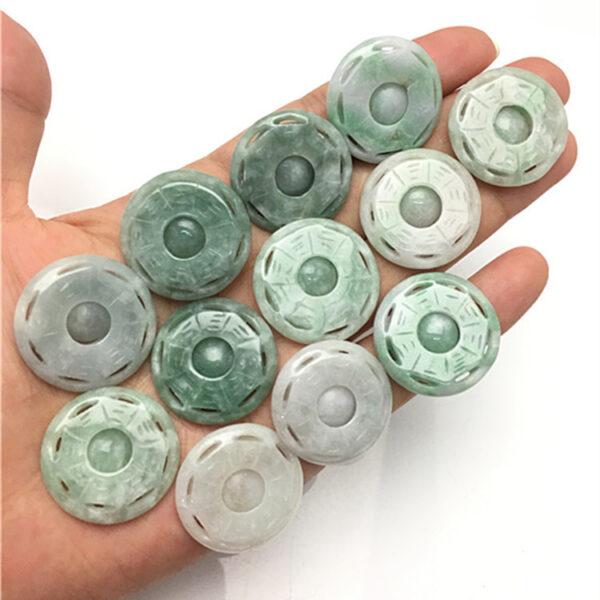 1 pc / 2 pcs nice hollow Bagua pattern round shape genuine natural jadeite charm, jade charm