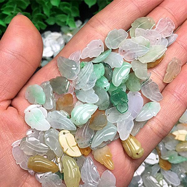 5 pc / 10 pcs leaf shape genuine natural icy colorful jadeite bead, jade bead