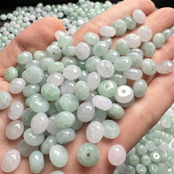 10 pcs / 20 pcs rondelle shape genuine natural icy jadeite bead, jade bead