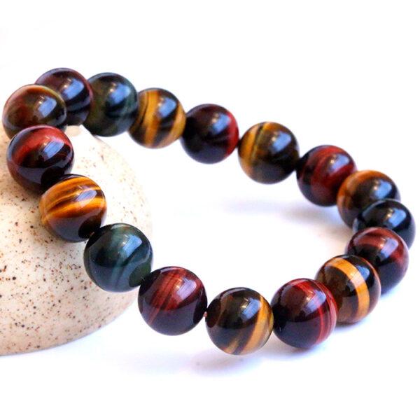 6mm - 16mm round shape 7A natural colorful tiger eye beaded bracelet