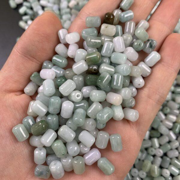 50 pc / 100 pcs cylinder shape genuine natural jadeite bead, jade bead